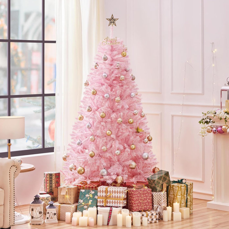 Arbre de Noël de Noël artificiel articulé 6 pi de qualité supérieure pour la maison, le bureau, la décoration de fête avec 1 455 branches, assemblage facile, charnières en métal et base pliable