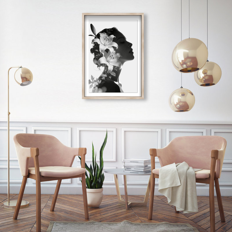 Nocturne Bloom Shadowbox People Print by Oliver Gal, Black Frame, 10 x 15, 31.5" H x 21.5" W, Natural Oak Shadowbox