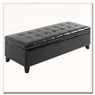 Ottoman Storage Bench Faux Leather Storage Chest with Lift Top Tufted Ottoman with Storage for Living Room Entryway