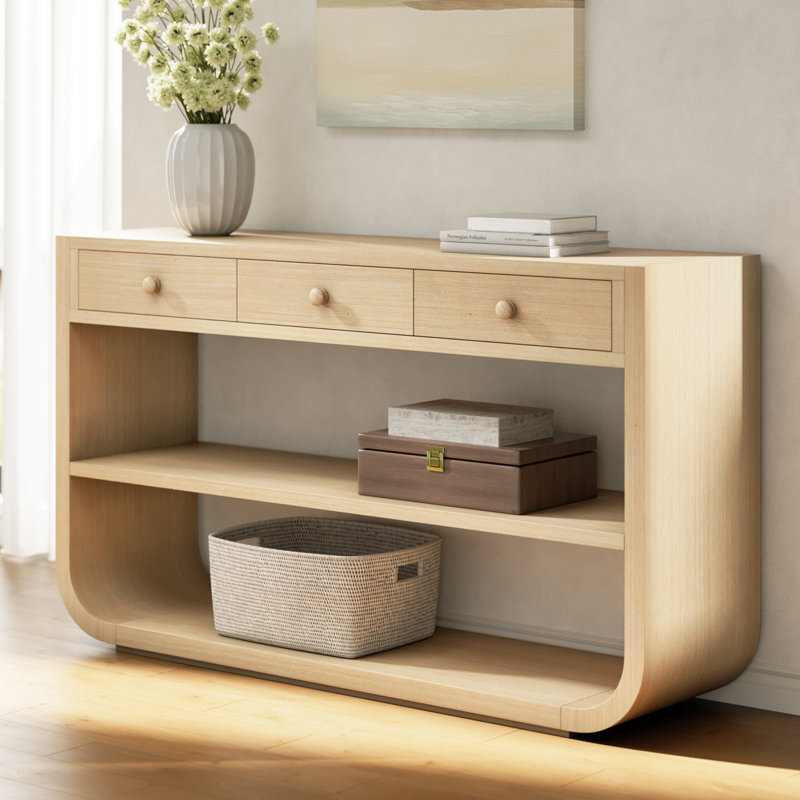 Armoire de rangement de bureau à 3 tiroirs de 55 po de largeur, Naturel