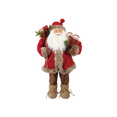 Artisan-Finished Santa with Fabric Snowshoes