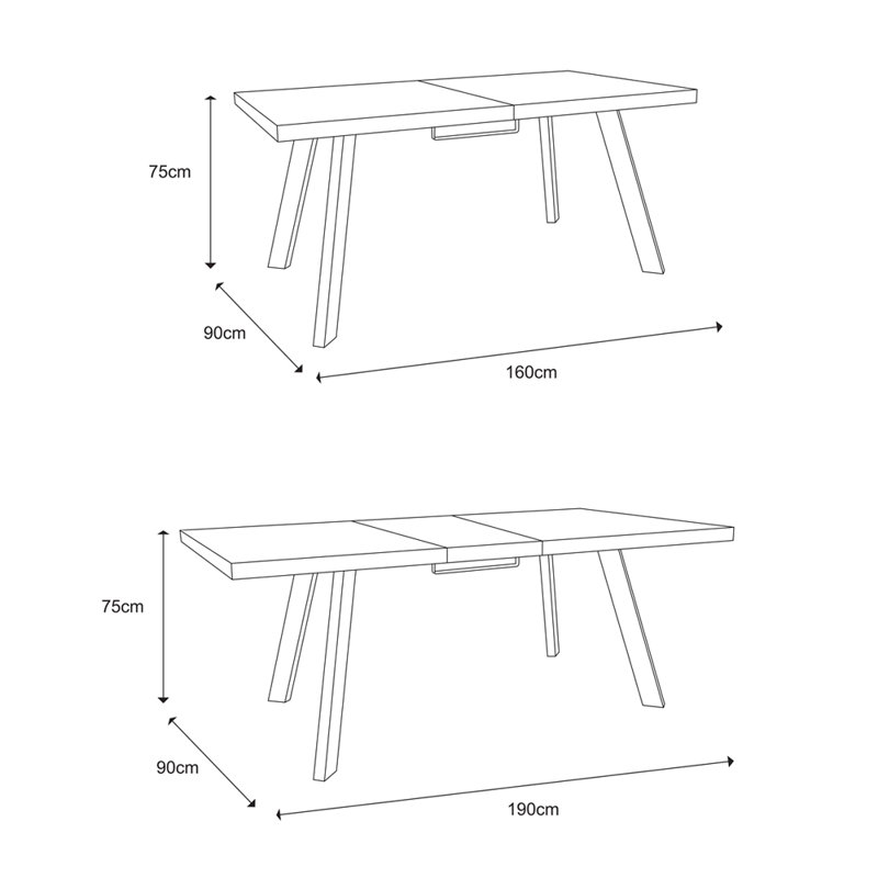 Belluno Extendable Metal Base Dining Table