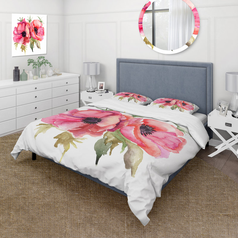 Pink Microfiber Duvet Cover Set, Twin Duvet Cover + 1 Standard Sham