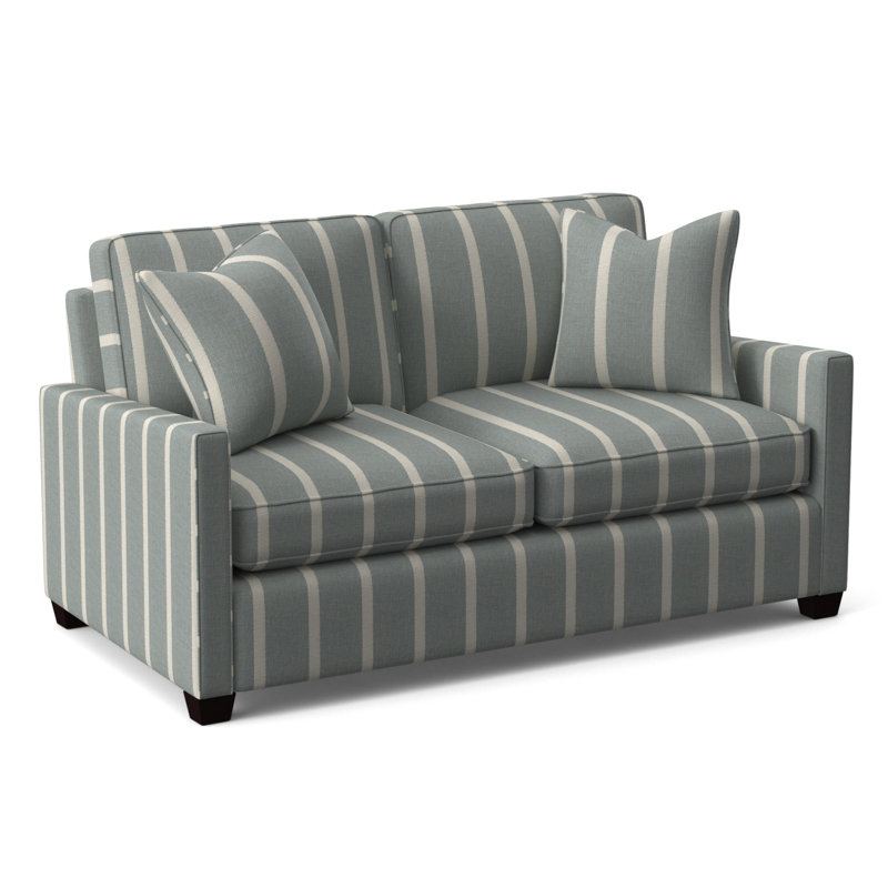 Nicklaus Upholstered 68'' Sleeper Sofa, Java Finish, Light Blue and White Stripe; 0256-54, Air Dream Mattress