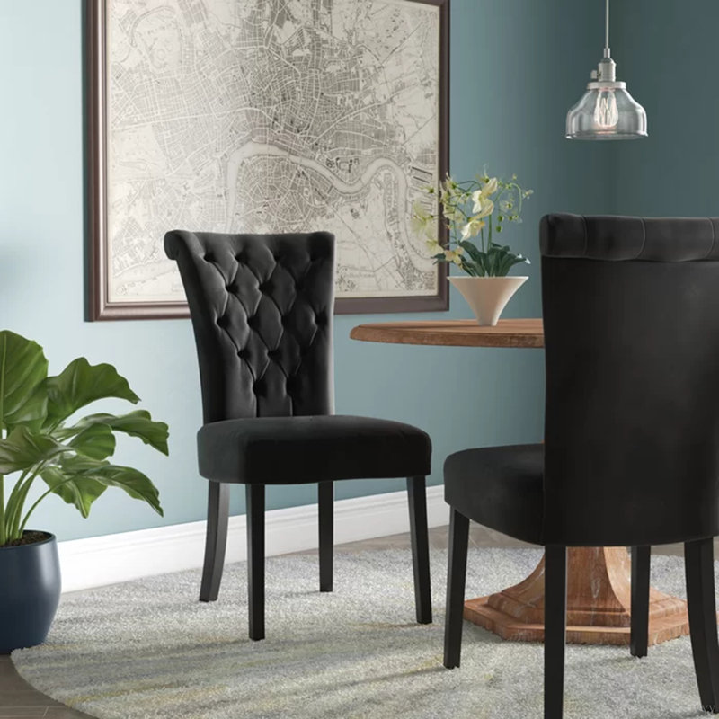 CHAISE DE SALLE À MANGER CHARLOTTE KD, Tissu noir