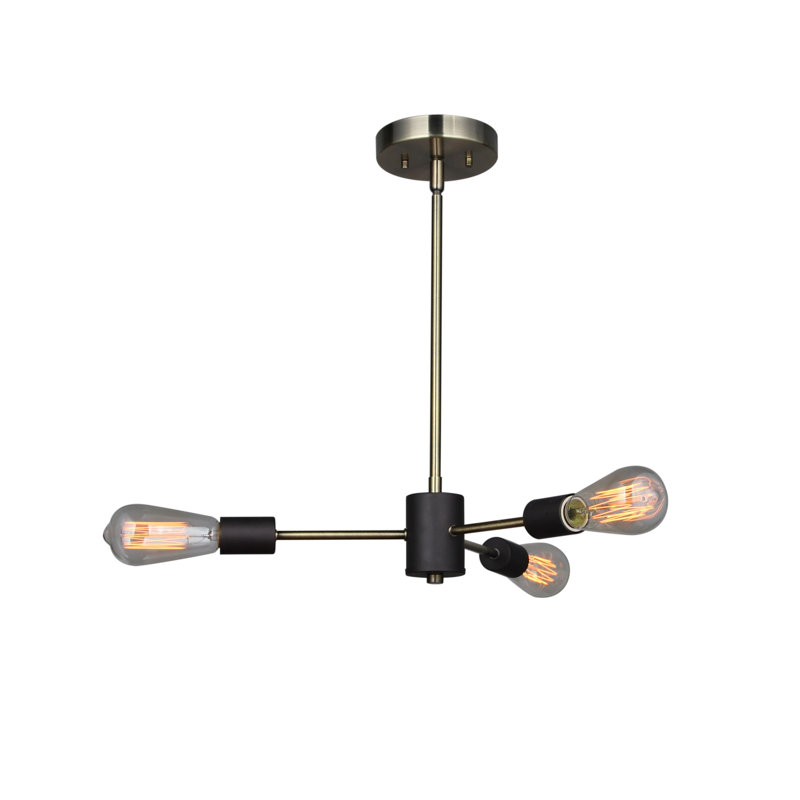 Clopton 3 - Light Sputnik Sphere Chandelier, Brushed Brass / Black, ST64