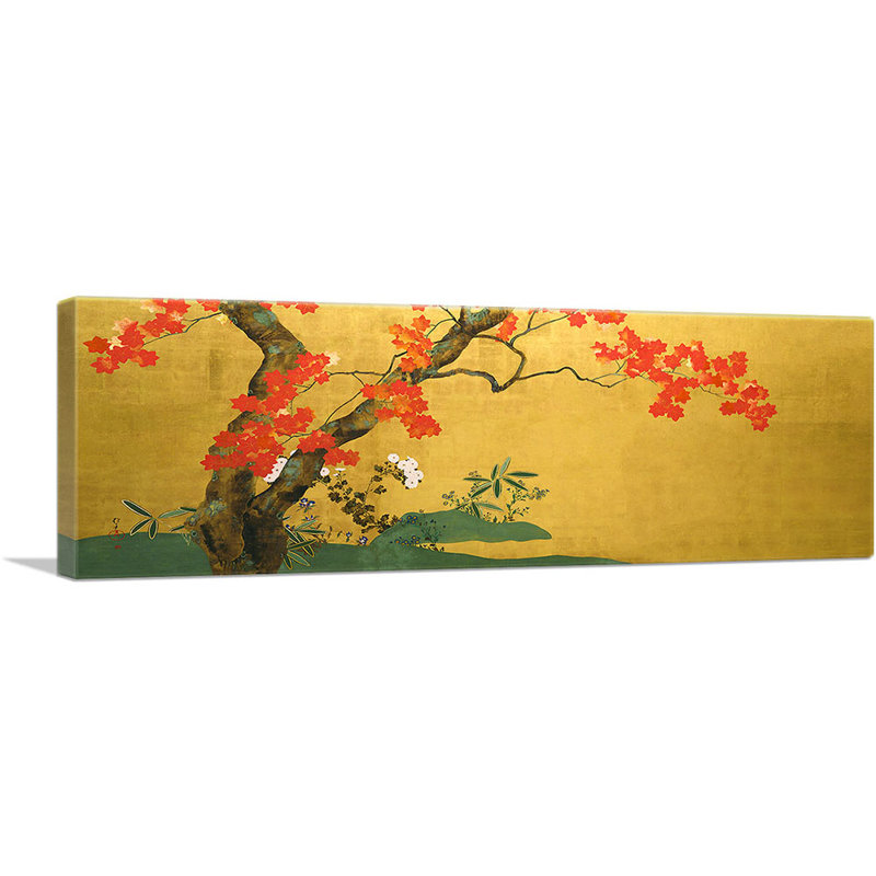 " Maple Tree " by Sakai Hoitsu Painting Print, 16" H x 48" W x 1.5" D
