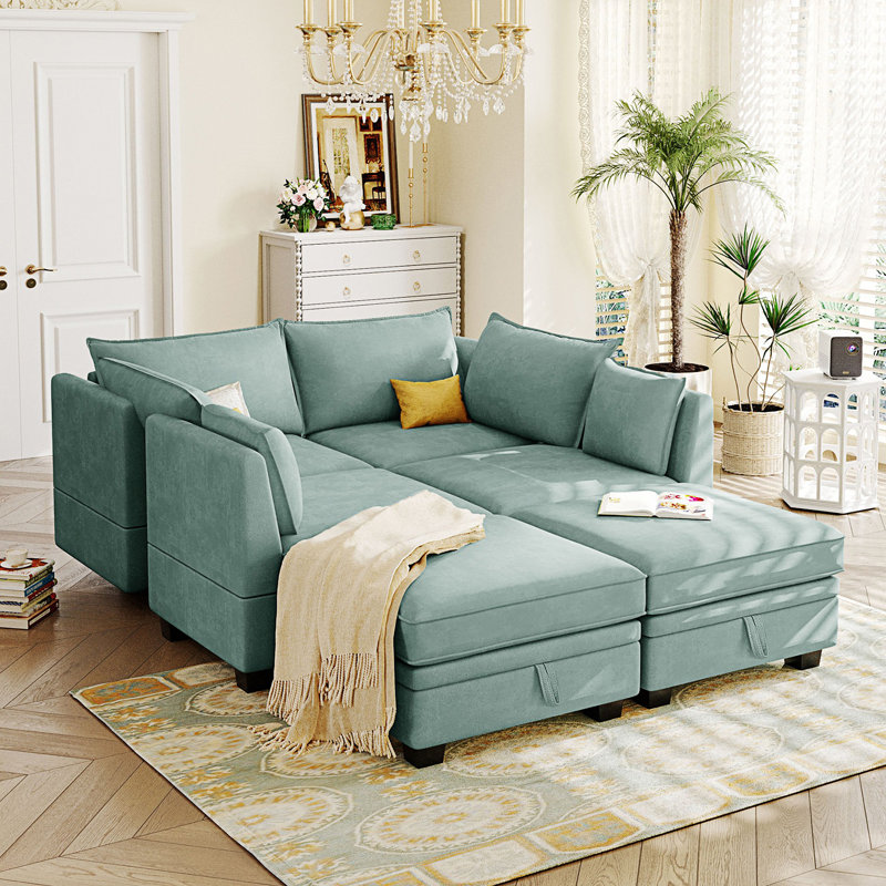 Contemporary Large U-Shape Modular Sectional Sofa, Convertible Sofa Bed With Reversible Chaise