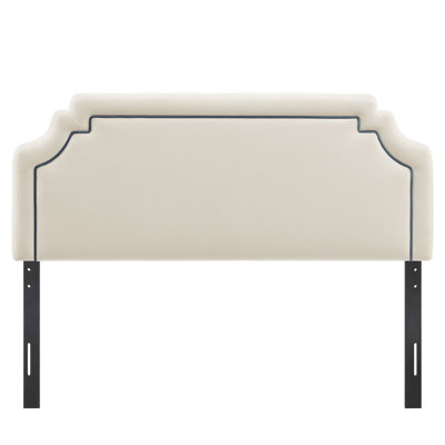 Magnolia Stain-Resistant Performance Velvet King Size Headboard In Alabaster Cadet Blue