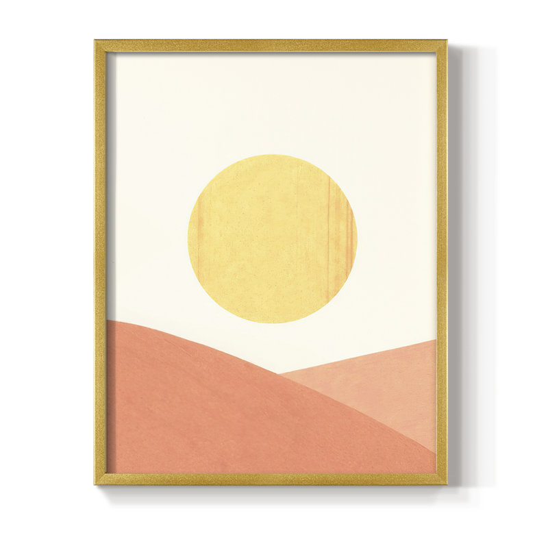 Simple Boho Sun I, reproduction encadrée - bois massif, Or, H 28 po x l 22 po