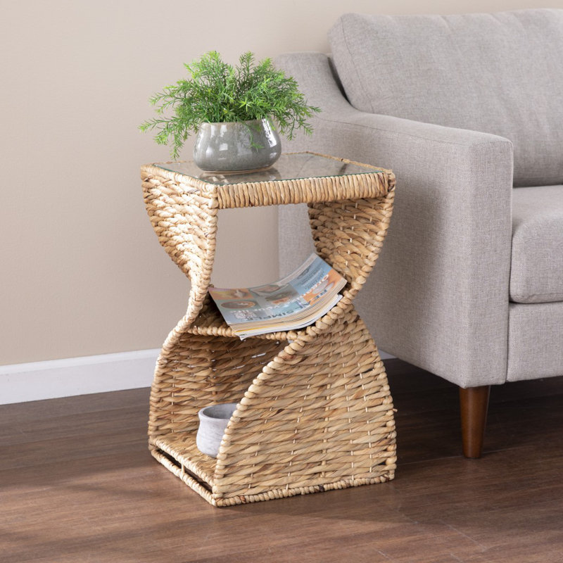 Table de bout avec tablette de rangement en verre Engure