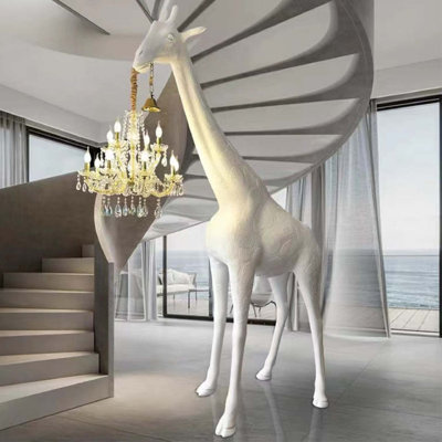 Lampe unique sur pied avec sculpture girafe noire unique 105 po