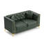 Canapé Chesterfield modulaire de style Mid-Century avec capitonnage à boutons, accoudoirs garnis de métal et pieds minces, comprend 2 coussins-133286213