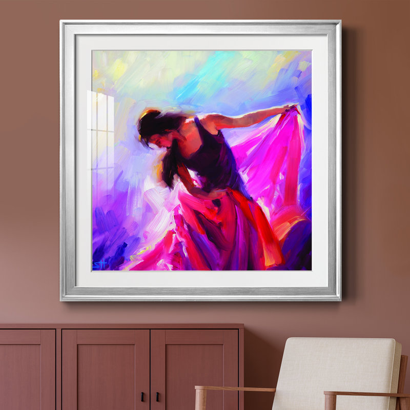 Magenta - peinture encadrée, H 26,5 po x l 26,5 po x P 1,5 po, Papier avec cadre argenté