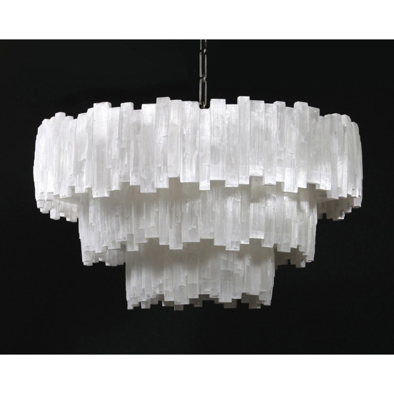 Lustre OUJDA BIJOU IQ2875, 24 po de longueur x 20 po de hauteur, Naturel, Brushed Nickel
