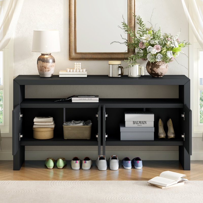60" 4-Door Sideboard, Black