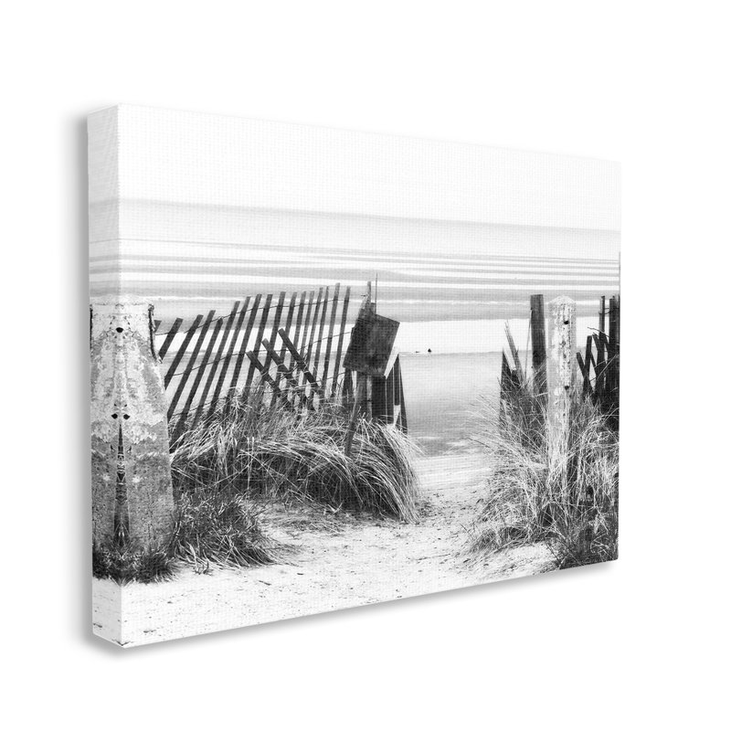 Art mural sur toile, "Fence Beach Path" par GraffiTee Studios, H 16 po x l 20 po