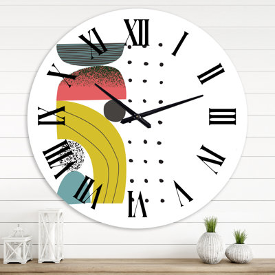 Colorful Geometric Abstract Art Collage I - Modern wall clock