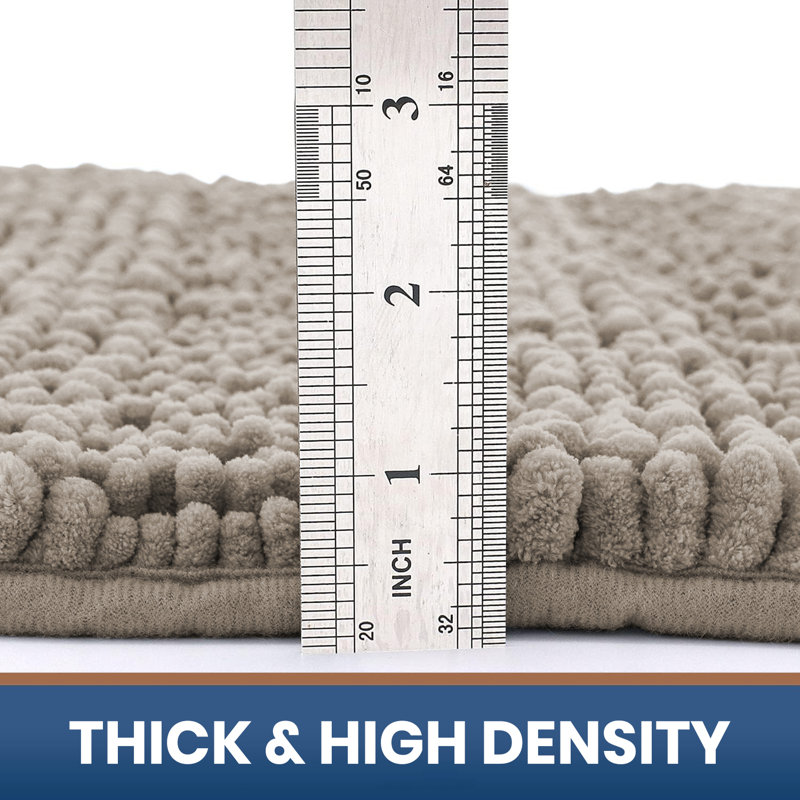 Chenille Non-Slip Non-Slip Bath Mat, 80cm L x 50cm W, Silver