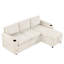 Beige en forme de L avec tiroirs de rangement, poches latérales, méridienne réversible à tasse et à ports, siège confortable, ports-696427025