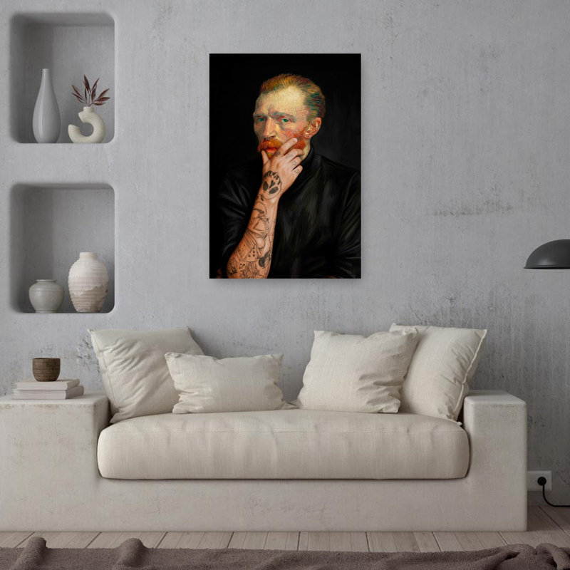 Painterly Modern Man, art mural moderne, 36" H x 24" W