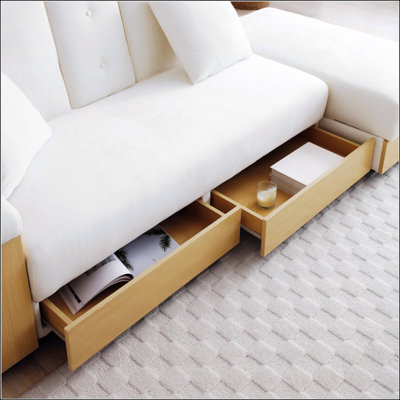 Convertible Sleeper Sofa Couch, Multifunctional Double Folding Sofa Bed With Storage Ottoman, Sofa Arm, Drop-Down Table, And Cup Holders For Modern Living Spaces