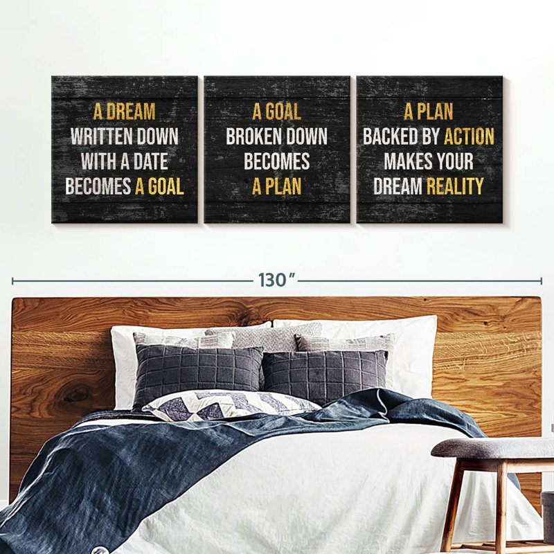 3 Piece Art Textual Art, 36" H x 110" W