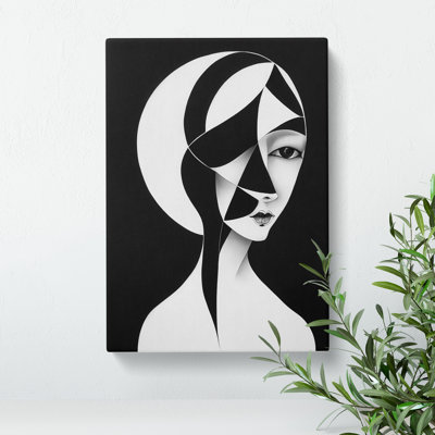 Monochrome Abstract Woman - Wrapped Canvas Print