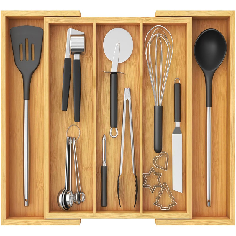 Grand range-couteaux extensible réglable pour couteaux de cuisine, Naturel