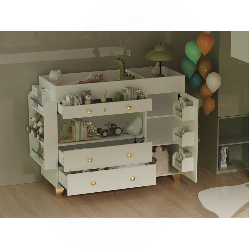 Commode à langer avec plateau large, 3 tiroirs, commode blanche