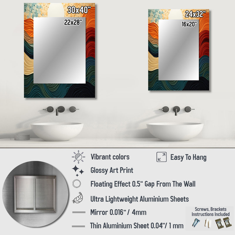 Desert Sands Abstract - miroir mural décoratif, miroir global, impression d'art en métal, 40 po x 30 po
