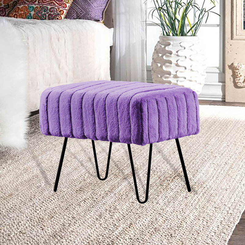 Repose-pieds standard rectangulaire de 19 po de largeur Defranco, Fausse fourrure mauve cachemire