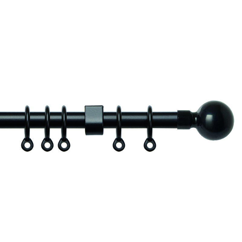Olya Adjustable Single Curtain Pole, 4.5cm H x 210cm W x 7cm D, Black