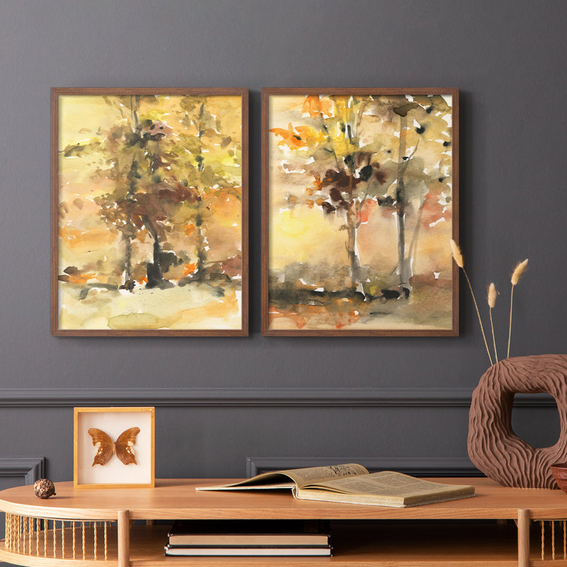 «Fall Foliage Watercolor I», reproduction encadrée de qualité supérieure - prête à être accrochée - aucun clou requis - aucun clou requis