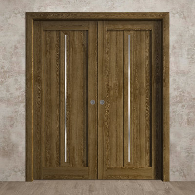 Sliding French Double Pocket Doors | Ego 5014 | Kit Rail Hardware | Solid Wood Interior Bedroom Modern Doors