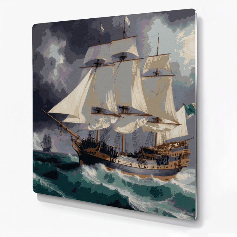 Art mural bleu nautique, H 32 po x l 32 po, Maritime historique