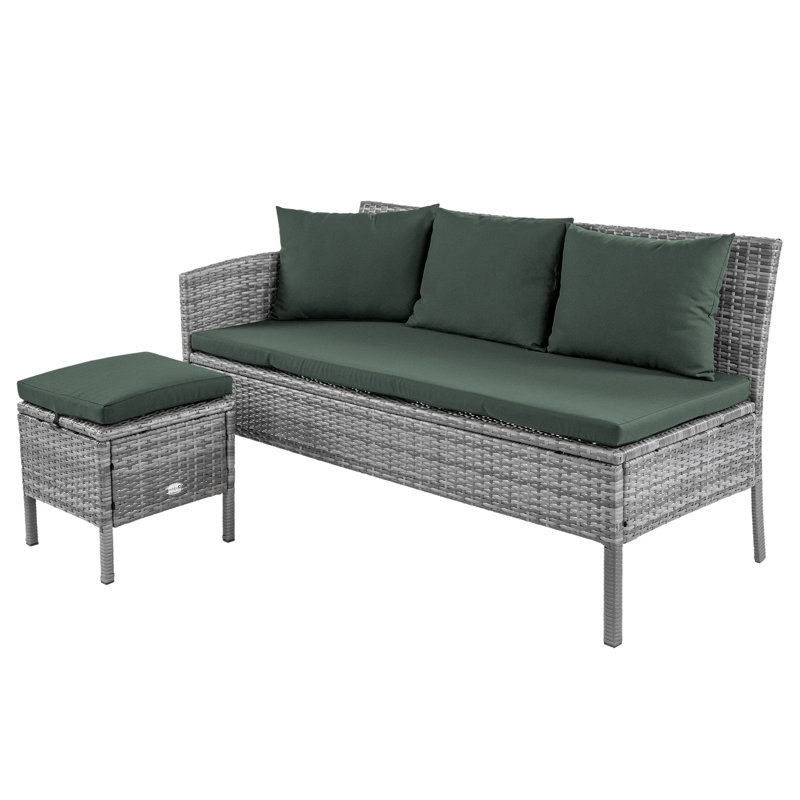 8 - Person Acacia Wicker Patio Dining Set with Rectangular Table , Cushions Included