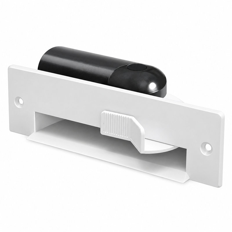 CLEANFORCE CF-VACPAN Bac à poussière automatique blanc avec raccord discret à 90 degrés pour aspirateurs centraux