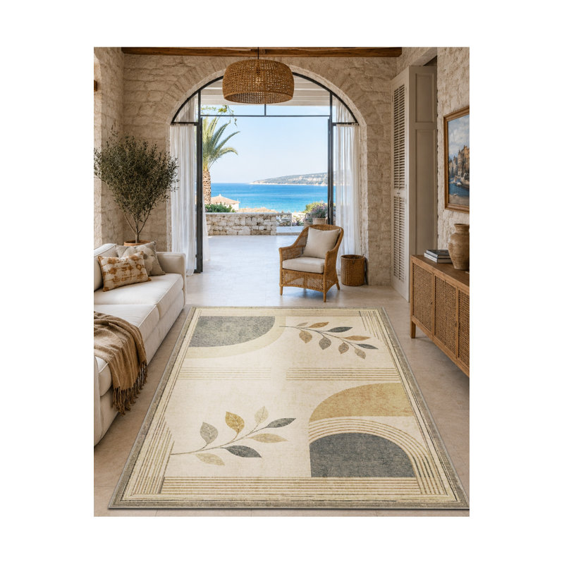 Tapis tissé à la crème Mosso, 3'3" x 4'11"