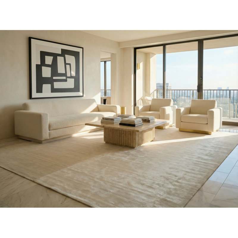 Purity Hand-Loomed Synthetic Ivory Area Rug, Rectangle 12' x 15'