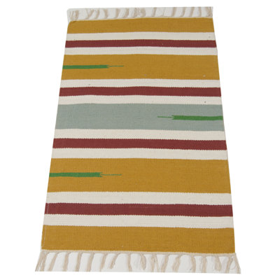 Mescal Rectangle 50 cm x 80 cm Striped Hand Knotted Kilim