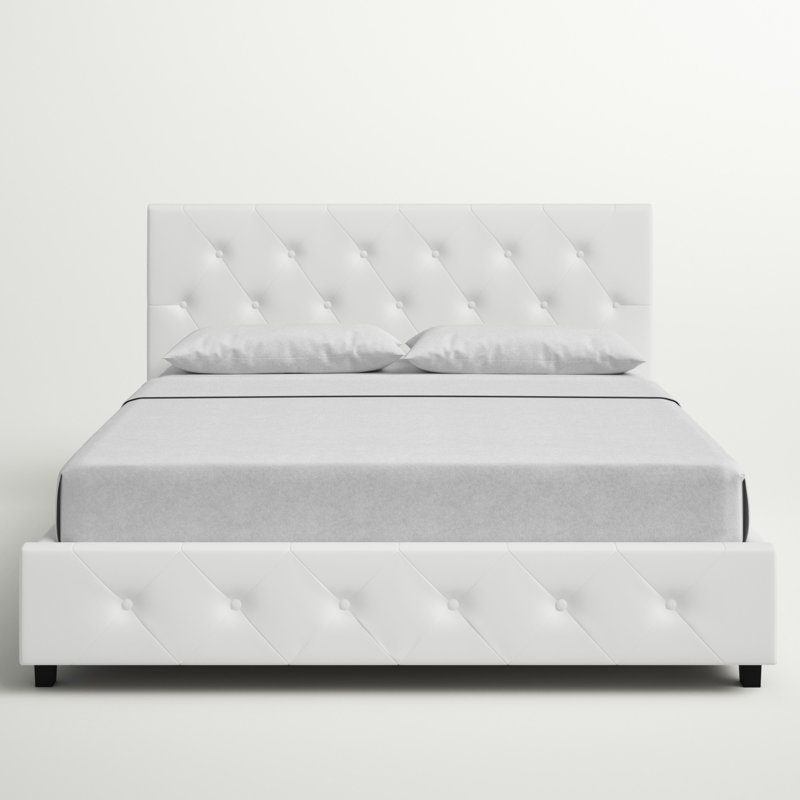 Bhaven Upholstered Platform Bed, White, King