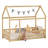 Kids House Floor Wooden Bed With Roof Frame, Safety Guardrails-1447645674-1447645589
