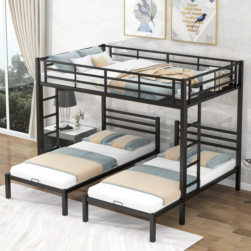 Aiker Kids Bunk Bed, Twin over Full, Black