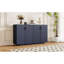 Buffet 4 portes ondulées pour la salle à manger et la vie - Bleu marine antique avec tablettes de rangement abondantes et polyvalentes en bleu marine antique-94628365