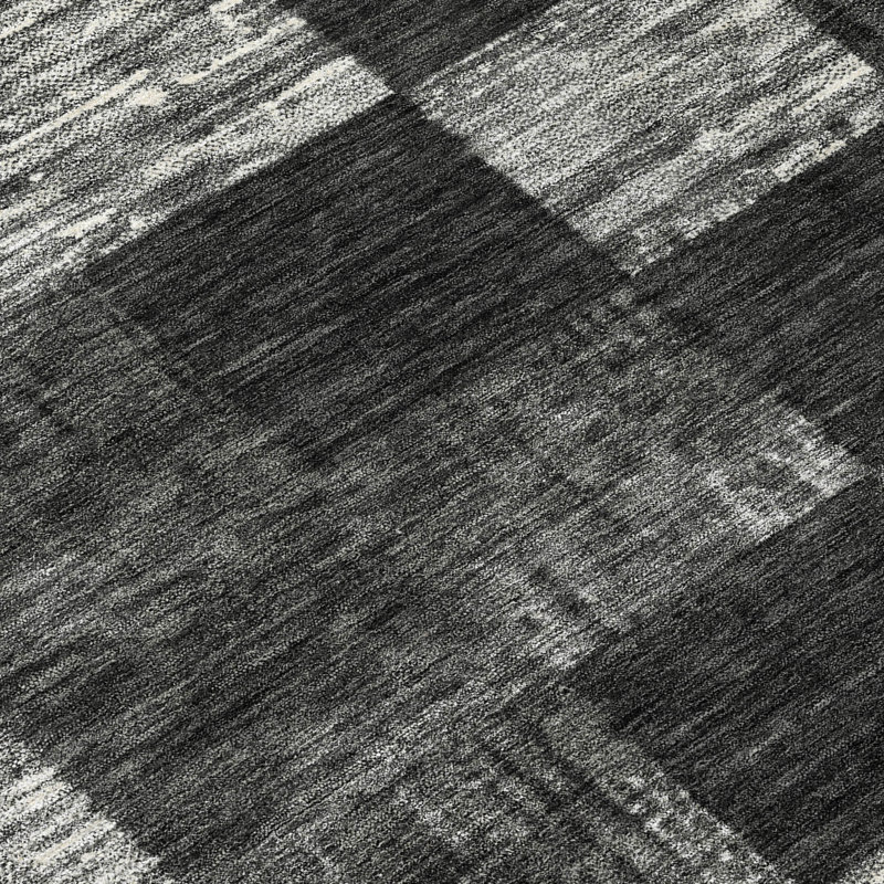 Black Synthetic Flat Woven Non-slip Washable Rectangular Rug 3' x 5'