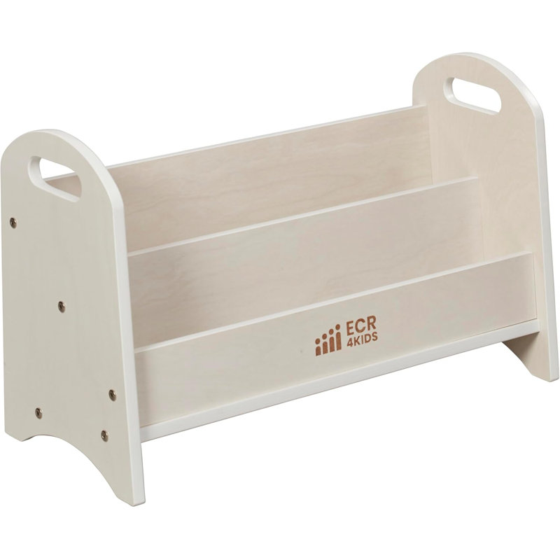 2-Tier Kids Book Display Shelf With Handles, Montessori Book Organizer For Playroom Or Classroom, Durable And Safe Design