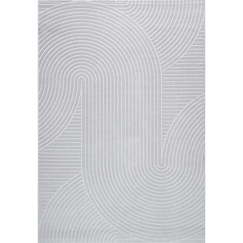 Tapis géométrique en polyester / polypropylène tissé à la machine Kemilly, Rectangle 5 pi 3 po x 7 pi 7 po