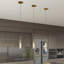 Luminaires suspendus, ensemble de 3 luminaires suspendus de style moderne avec abat-jour en verre transparent rayé