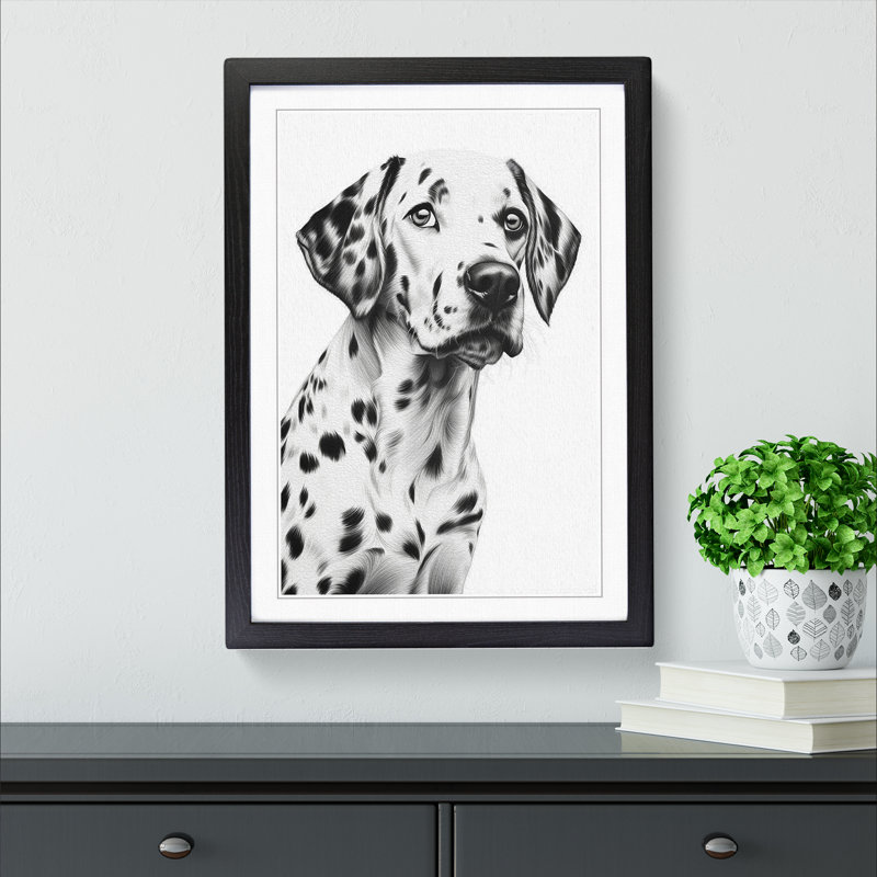 Dalmation Line - Single Picture Frame Print on Wood, Black, 46cm H x 34cm W x 2cm D